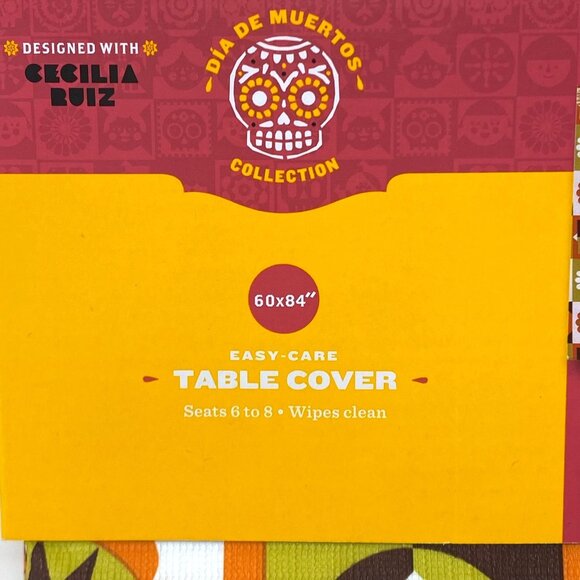 Día de Muertos 84"x60" Peva Table Cover Halloween Day Of The Dead '70's - Picture 4 of 9